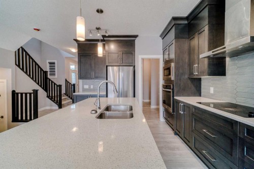 22 Sage Bluff Heights Nw, Calgary, AB - Indoor Photo Showing Kitchen With Double Sink With Upgraded Kitchen