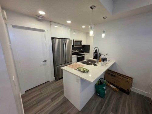 14 Savanna Passage Ne, Calgary, AB - Indoor Photo Showing Kitchen With Stainless Steel Kitchen With Double Sink With Upgraded Kitchen