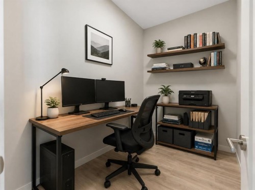 202-150 Shawnee Square Sw, Calgary, AB - Indoor Photo Showing Office