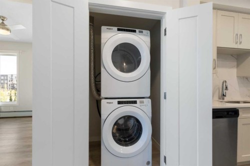 202-150 Shawnee Square Sw, Calgary, AB - Indoor Photo Showing Laundry Room