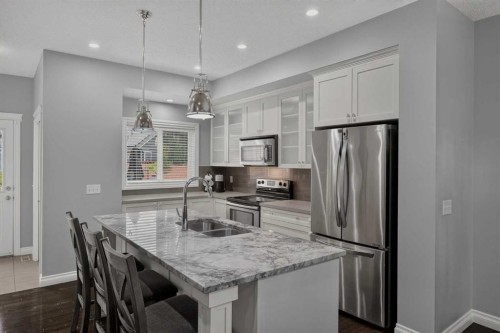53 Mahogany Point Se, Calgary, AB - Indoor Photo Showing Kitchen With Stainless Steel Kitchen With Double Sink