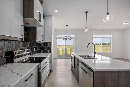 140 Lakewood Crescent, Strathmore, AB - Indoor Photo Showing Kitchen With Double Sink With Upgraded Kitchen