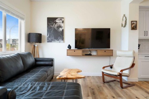 49 River Heights Drive, Cochrane, AB - Indoor Photo Showing Living Room