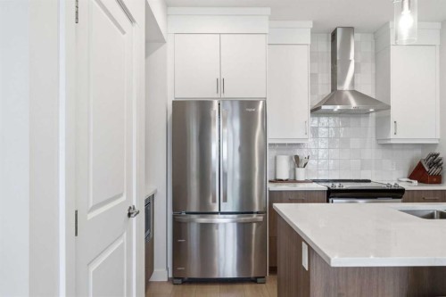 31 Seton Row Se, Calgary, AB - Indoor Photo Showing Kitchen With Stainless Steel Kitchen With Upgraded Kitchen