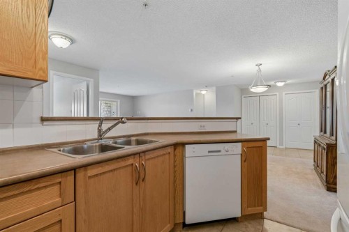 7207-304 Mackenzie Way Sw, Airdrie, AB - Indoor Photo Showing Kitchen With Double Sink