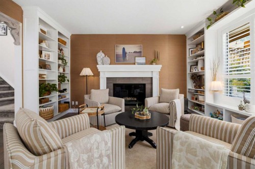 238 Mountainview Drive, Okotoks, AB - Indoor Photo Showing Living Room With Fireplace