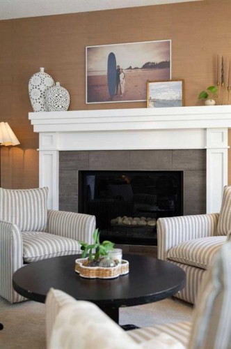 238 Mountainview Drive, Okotoks, AB - Indoor Photo Showing Living Room With Fireplace