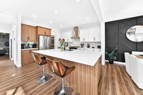 142 Lucas Terrace Nw, Calgary, AB - Indoor Photo Showing Kitchen With Stainless Steel Kitchen With Upgraded Kitchen