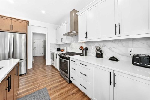 142 Lucas Terrace Nw, Calgary, AB - Indoor Photo Showing Kitchen With Stainless Steel Kitchen With Upgraded Kitchen