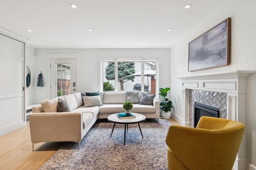 3605 2 Street Sw, Calgary, AB - Indoor Photo Showing Living Room With Fireplace