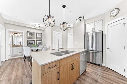 120-10 Walgrove Se, Calgary, AB - Indoor Photo Showing Kitchen With Double Sink With Upgraded Kitchen