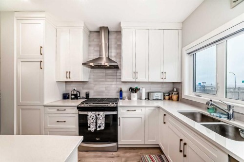 13 Treeline Avenue Sw, Calgary, AB - Indoor Photo Showing Kitchen With Double Sink