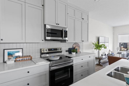 239 Lewiston Drive Ne, Calgary, AB - Indoor Photo Showing Kitchen With Double Sink