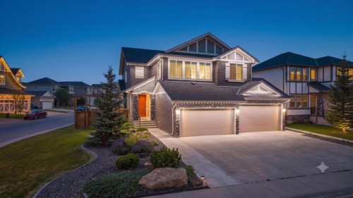 37 Rainbow Falls Boulevard, Chestermere, AB - Outdoor With Deck Patio Veranda With Facade