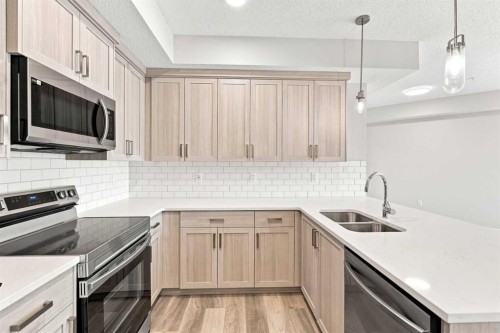 2306-33 Carringham Gate Nw, Calgary, AB - Indoor Photo Showing Kitchen With Stainless Steel Kitchen With Double Sink With Upgraded Kitchen
