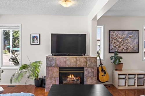 690 Regal Park Ne, Calgary, AB - Indoor Photo Showing Living Room With Fireplace