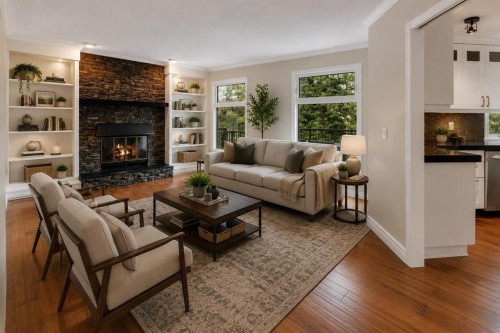 35 Strasbourg Bay Sw, Calgary, AB - Indoor Photo Showing Living Room With Fireplace
