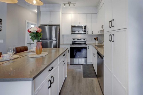 214 Livingston Common Ne, Calgary, AB - Indoor Photo Showing Kitchen With Stainless Steel Kitchen With Upgraded Kitchen