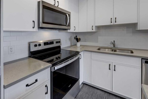214 Livingston Common Ne, Calgary, AB - Indoor Photo Showing Kitchen With Stainless Steel Kitchen With Double Sink