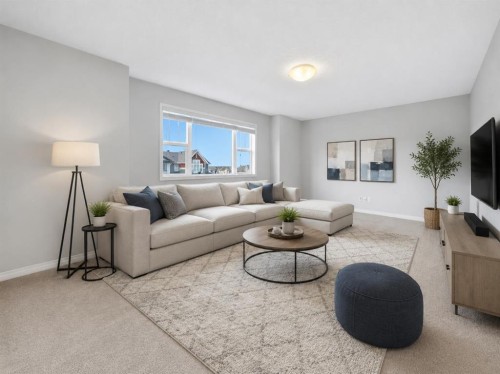38 Silverado Skies Crescent Sw, Calgary, AB - Indoor Photo Showing Living Room