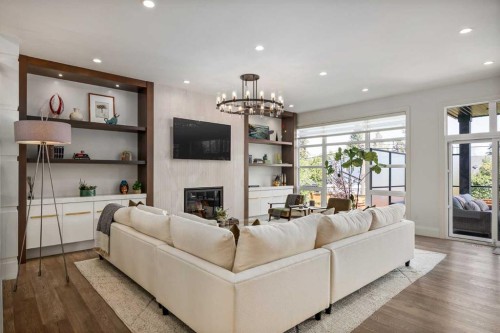1414 Scotland Street Sw, Calgary, AB - Indoor Photo Showing Living Room With Fireplace