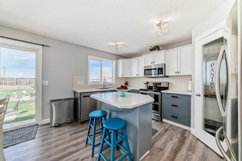 22 Moe Avenue Nw, Langdon, AB - Indoor Photo Showing Kitchen With Stainless Steel Kitchen With Double Sink