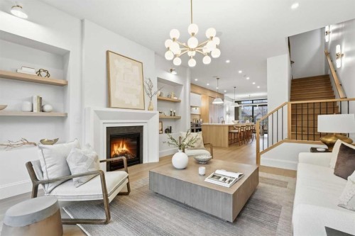 2009 28 Avenue Sw, Calgary, AB - Indoor Photo Showing Living Room With Fireplace