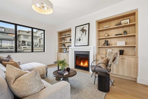 2009 28 Avenue Sw, Calgary, AB - Indoor Photo Showing Living Room With Fireplace