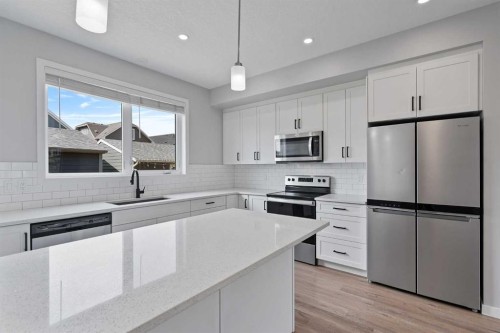 1006 Mahogany Boulevard Se, Calgary, AB - Indoor Photo Showing Kitchen With Stainless Steel Kitchen With Upgraded Kitchen