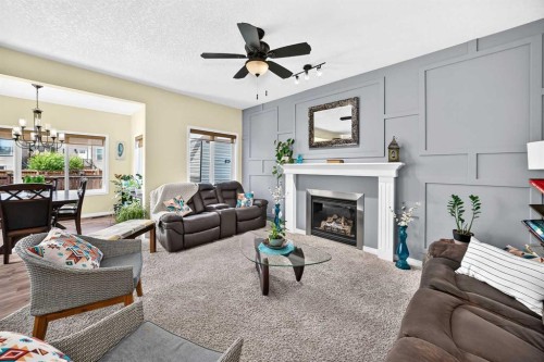 157 Sage Valley Road Nw, Calgary, AB - Indoor Photo Showing Living Room With Fireplace