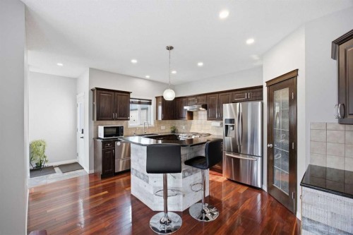336 Silverado Drive Sw, Calgary, AB - Indoor Photo Showing Kitchen With Stainless Steel Kitchen With Upgraded Kitchen