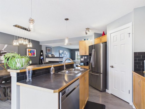 2049 New Brighton Gardens Se, Calgary, AB - Indoor Photo Showing Kitchen With Double Sink