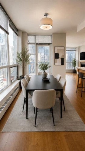 1615-222 Riverfront Avenue Sw, Calgary, AB - Indoor Photo Showing Dining Room