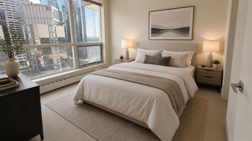 1615-222 Riverfront Avenue Sw, Calgary, AB - Indoor Photo Showing Bedroom