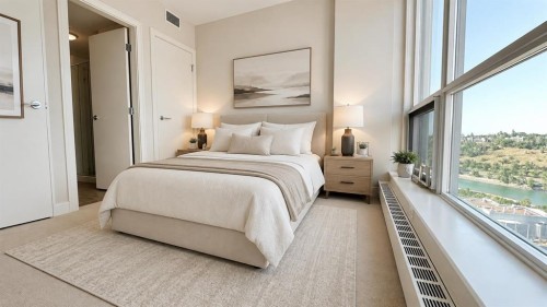 1615-222 Riverfront Avenue Sw, Calgary, AB - Indoor Photo Showing Bedroom