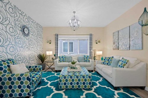 237 Cornerstone Manor Ne, Calgary, AB - Indoor Photo Showing Living Room