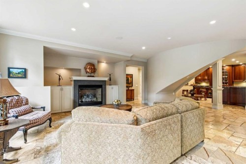 708 Hillcrest Avenue Sw, Calgary, AB - Indoor Photo Showing Living Room With Fireplace