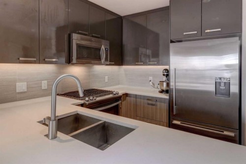 311-510 Edmonton Trail Ne, Calgary, AB - Indoor Photo Showing Kitchen With Stainless Steel Kitchen With Double Sink With Upgraded Kitchen