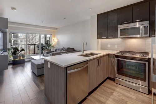 311-510 Edmonton Trail Ne, Calgary, AB - Indoor Photo Showing Kitchen With Stainless Steel Kitchen With Double Sink With Upgraded Kitchen