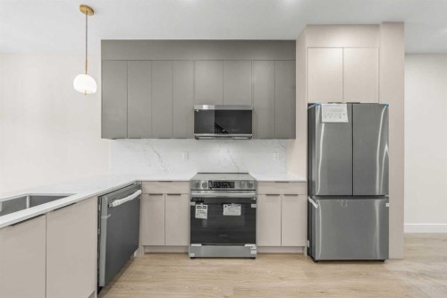 301-67 Panatella Square Nw, Calgary, AB - Indoor Photo Showing Kitchen With Stainless Steel Kitchen With Upgraded Kitchen