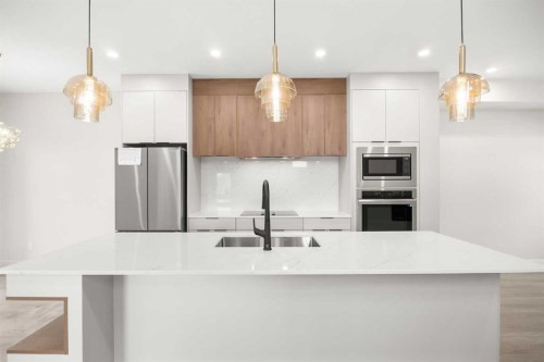 305-67 Panatella Square Nw, Calgary, AB - Indoor Photo Showing Kitchen With Double Sink With Upgraded Kitchen