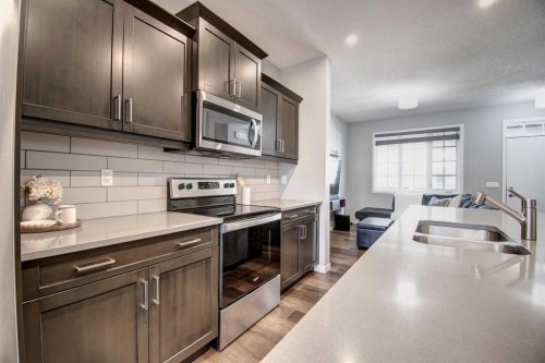 261 Ellen Way, Crossfield, AB - Indoor Photo Showing Kitchen With Double Sink With Upgraded Kitchen