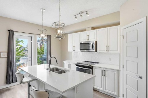 308-32 Red Embers Parade Ne, Calgary, AB - Indoor Photo Showing Kitchen With Double Sink With Upgraded Kitchen