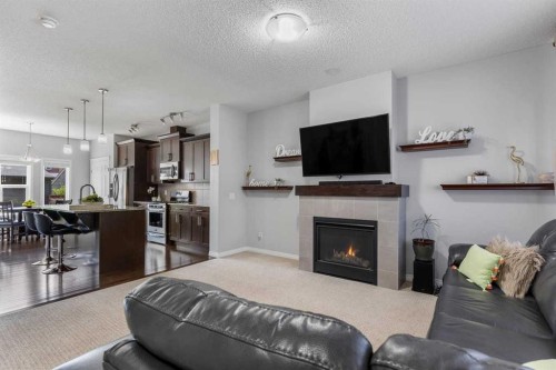 51 Walgrove Terrace Se, Calgary, AB - Indoor Photo Showing Living Room With Fireplace