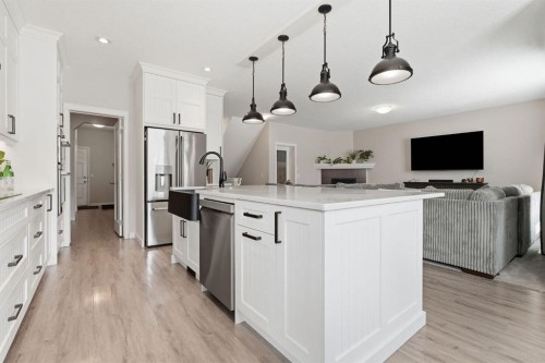 73 Morningside Circle, Airdrie, AB - Indoor Photo Showing Kitchen With Upgraded Kitchen