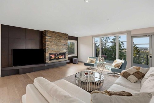 3508 Spruce Drive Sw, Calgary, AB - Indoor Photo Showing Living Room With Fireplace