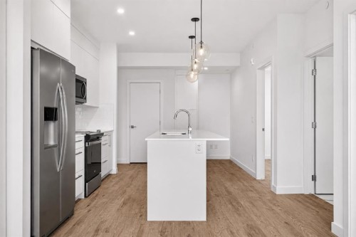 1522-265 Wolf Willow Boulevard Se, Calgary, AB - Indoor Photo Showing Kitchen With Stainless Steel Kitchen With Upgraded Kitchen