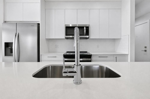 1522-265 Wolf Willow Boulevard Se, Calgary, AB - Indoor Photo Showing Kitchen With Stainless Steel Kitchen With Upgraded Kitchen