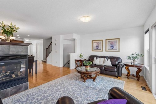16 Cranberry Green Se, Calgary, AB - Indoor Photo Showing Living Room With Fireplace