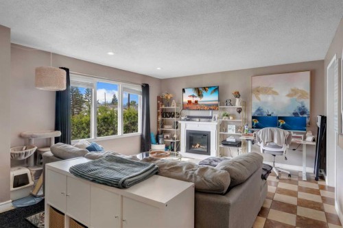 112 Penmeadows Close Se, Calgary, AB - Indoor Photo Showing Living Room With Fireplace